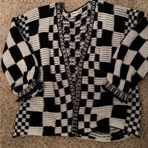 Black and White Checkered Women's Sweater large